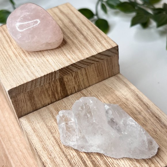 Rose Quartz and Clear Quartz Crystal Bundle - Calming Pocket Crystal Gift Set - Picture 16 of 16